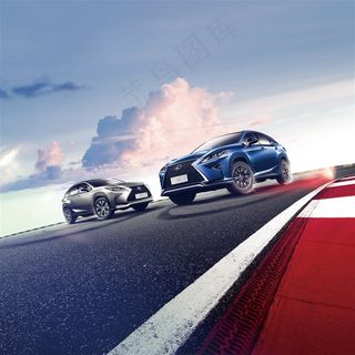超高清雷克萨斯跑道双车摄影图