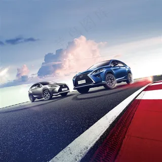 超高清雷克萨斯跑道双车摄影图