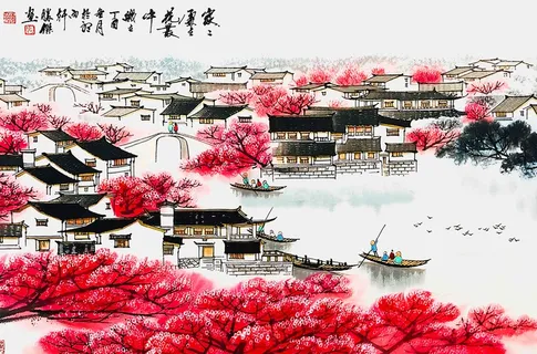 新中式山水背景墙