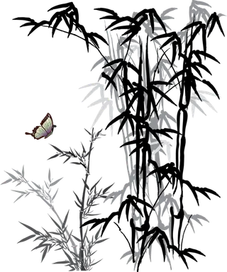 竹子水墨画中国风国画墨水书法竹子画