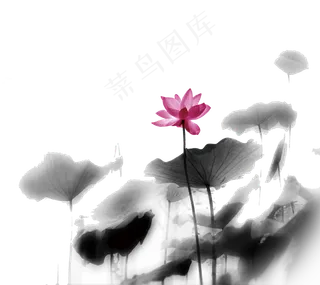 唯美古风水彩手绘荷叶荷花古典水墨荷花
