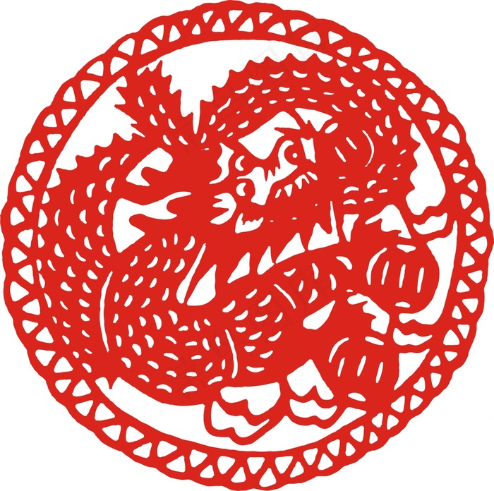 2022元旦新年剪纸龙