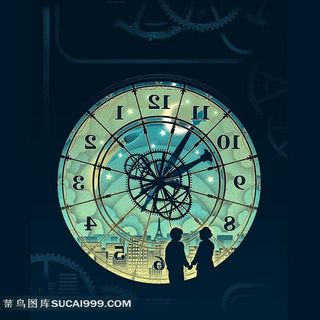 时钟前的雨果电影雨果创意海报