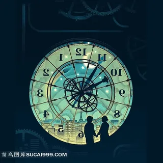 时钟前的雨果电影雨果创意海报