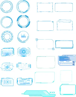 免扣科技感边框元素矢量图