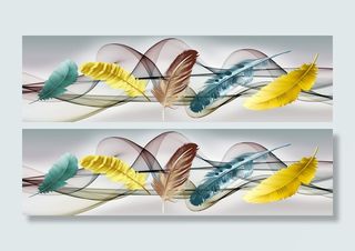 山水线条羽毛装饰画