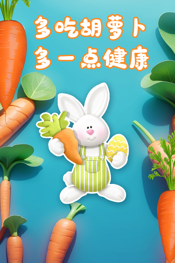 多吃胡萝卜多一点健康可爱兔子海报psd模版下载