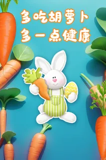 多吃胡萝卜多一点健康可爱兔子海报