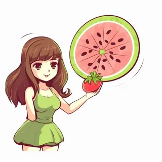 夏日女孩西瓜风扇背景