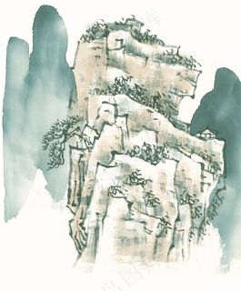 水墨山石工笔图片素材