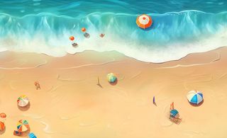 夏日海滩海边浪花海鸥背景