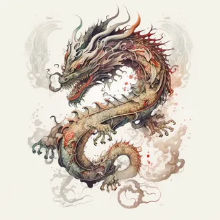 节日生肖龙，插画风格，红色，综合使用