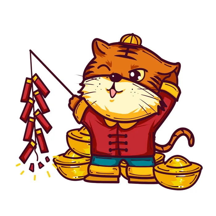 可爱虎年形象卡通新春psd模版下载