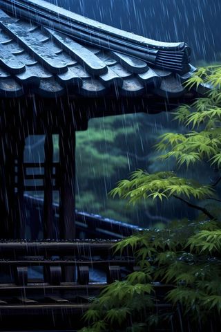 雨水国风建筑背景