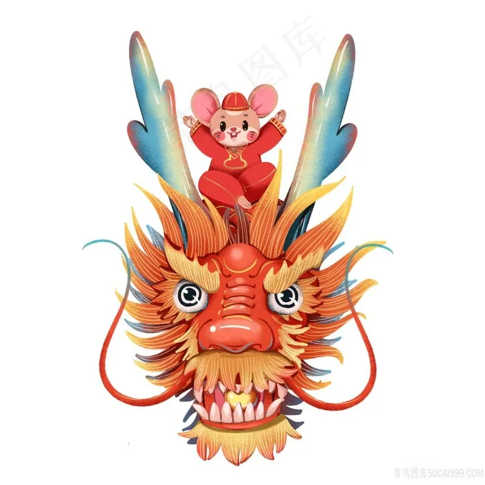 手绘立体龙头绘画图片