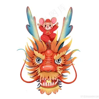 手绘立体龙头绘画图片