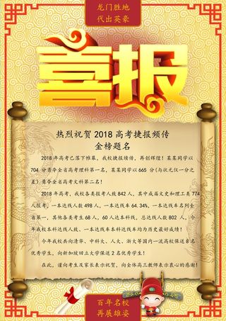 喜报战报海报贺喜金榜题名