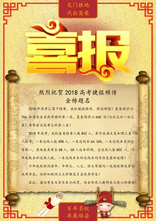 喜报战报海报贺喜金榜题名