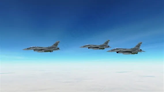 三架飞行中的战斗机高清图片