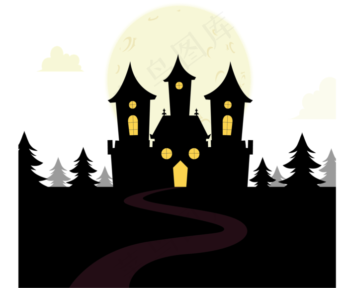 万圣节节日卡通素材城堡