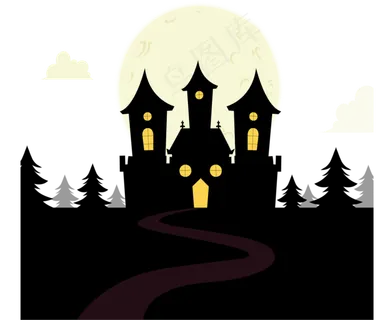 万圣节节日卡通素材城堡