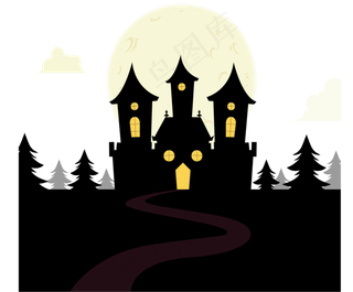 万圣节节日卡通素材城堡