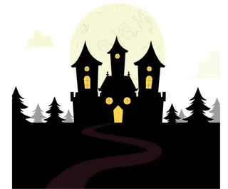 万圣节节日卡通素材城堡