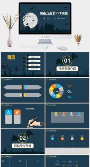 黑夜万圣节活动策划PPT模板预览图