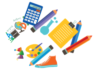 卡通铅笔计算器学习工具素材少儿兴趣班