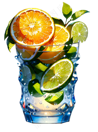 绿色分享高清手绘免抠素材图橙饮料PNG15