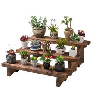 免抠阶梯实木花架