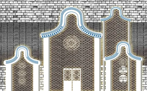 新中式古典装饰立瓦背景墙