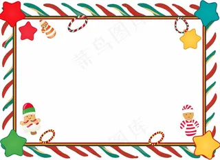 圣诞边框装饰圣诞树圣诞老人可爱卡插画背景
