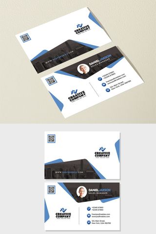 简洁商务名片模板  PSD  几何图形