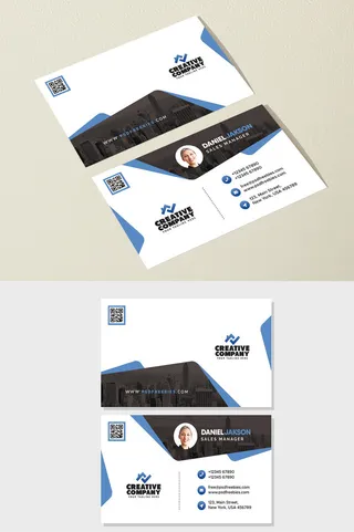 简洁商务名片模板  PSD  几何图形