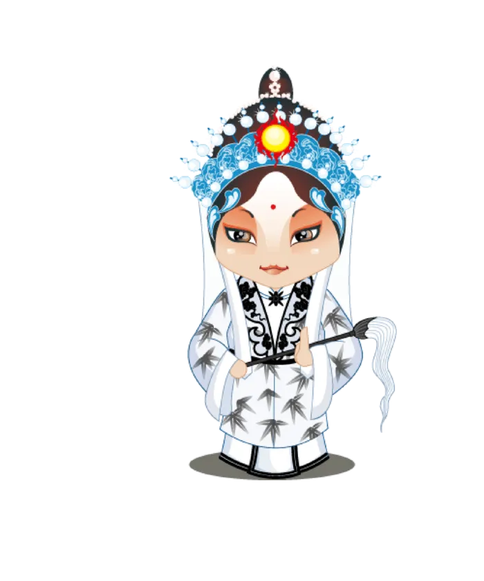 卡通京剧戏剧人物脸谱插画PNG图片 国潮中国风Q版戏剧人物PS素材