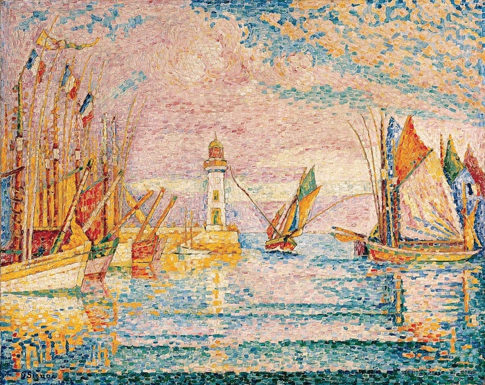 1724年 paul signac 在 groix 的灯塔油画图片