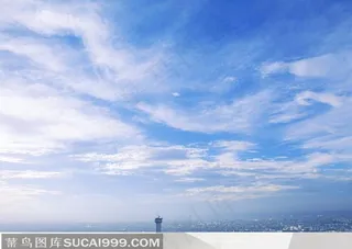 干净的天空云朵蓝天白云下城市