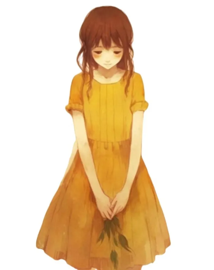 黄色衣服女孩免抠(976x1232)