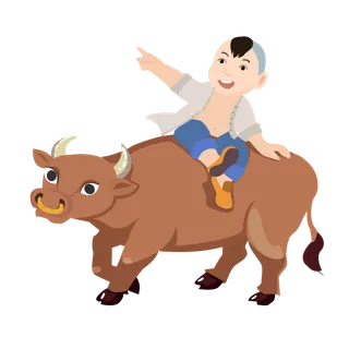 清明清明节卡通牧童指路