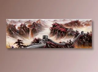 中国风万里长城山水花鸟客厅卧室酒店玄关画装饰画高清背景图