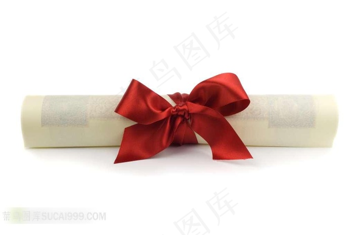 蝴蝶结丝带和纸卷