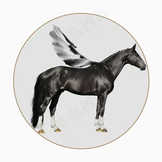 现代几何马 飞马插画