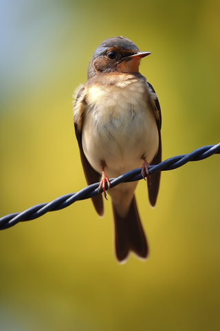 小鸟站在电线上细节特写摄影图