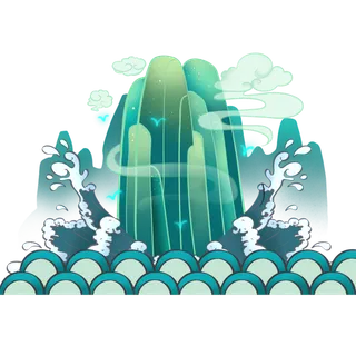 国潮仙鹤插画免扣素材设计素材