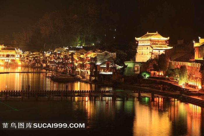 凤凰古城摄影古城夜景凤凰古城夜景