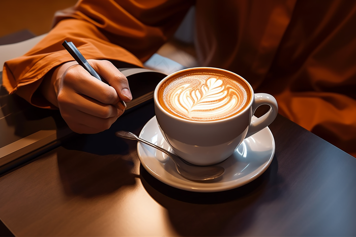 咖啡拉花下午茶摄影图