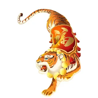 手绘国潮虎年卡通白虎老虎形象插画装饰元素PSD设计素材png免抠图