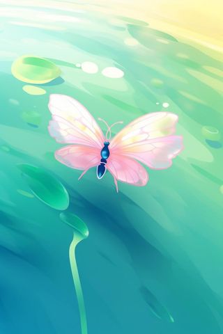 创新可爱粉色荷叶昆虫线条背景