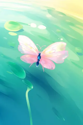 创新可爱粉色荷叶昆虫线条背景